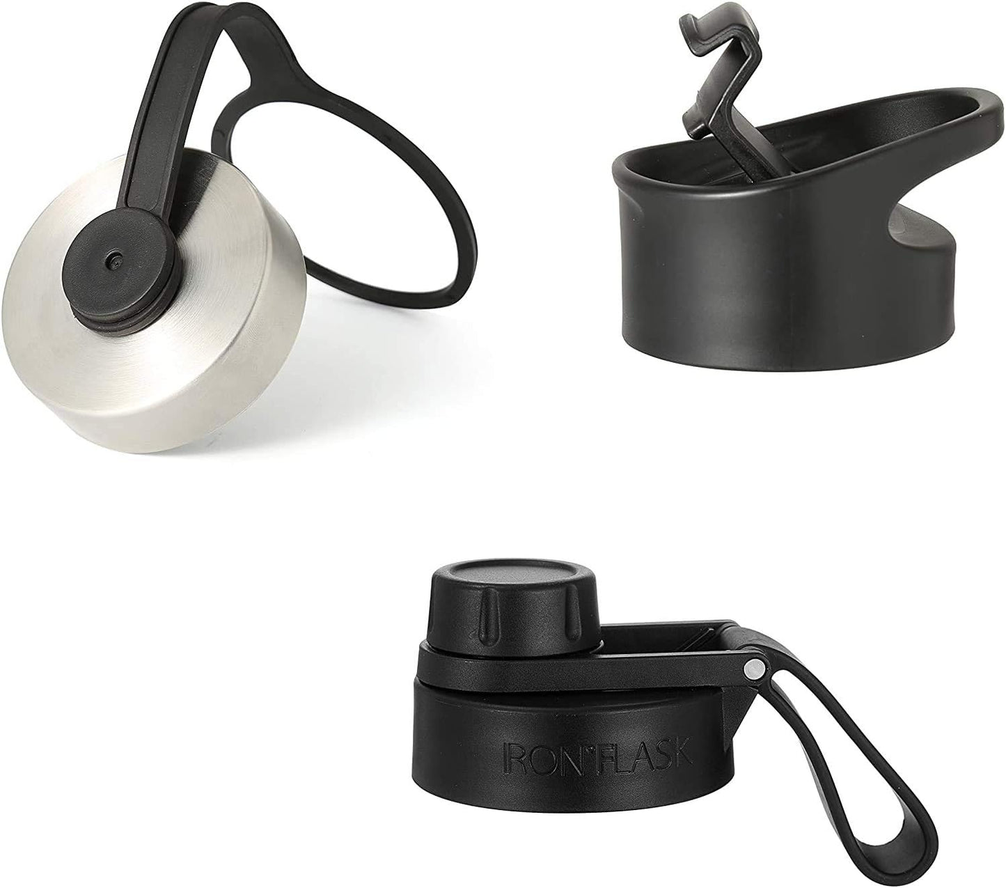 IRON °FLASK Camping & Hiking Hydration Flask with 3 Lids - Stainless Steel, Double Walled & Vacuum Insulated Water Bottle - Leak Proof & BPA Free (Day & Night, Spout - 32 oz)