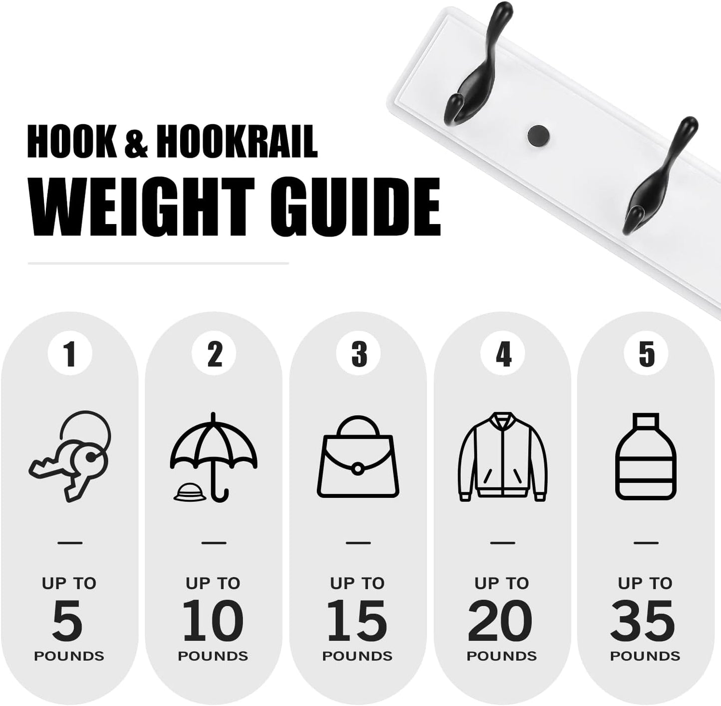 Wooden Coat Rack, Wall-Mounted Organizer for Closet, Entryway, Hallway, Foyer, Bedroom, Heavy Duty Double Hooks for Hanging Towels, Bags, Hats, Jackets, Key (WhiteBlack, 4 Hooks)