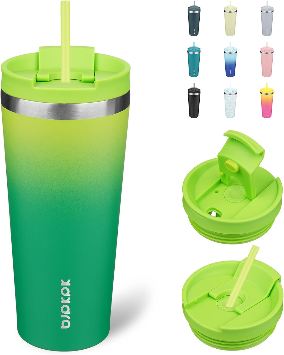 BJPKPK 22oz Tumbler With lid And Straw Stainless Steel Travel Coffee Mug Insulated Tumblers Cups,Bamboo Grove