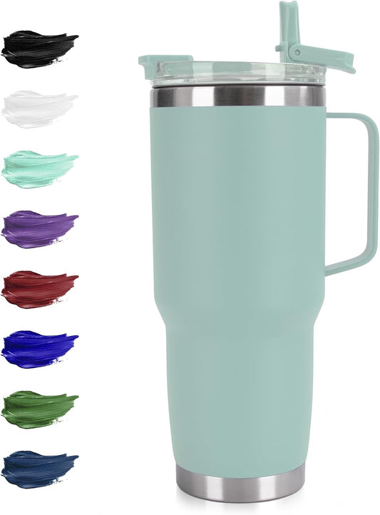 HASLE OUTFITTERS 30oz Tumbler With Handle, Insulated Travel Coffee Mug With Straw Leak-Proof Double Wall Stainless Steel Vacuum Tumblers Metal Cup with Straw for Hot and Cold Drink