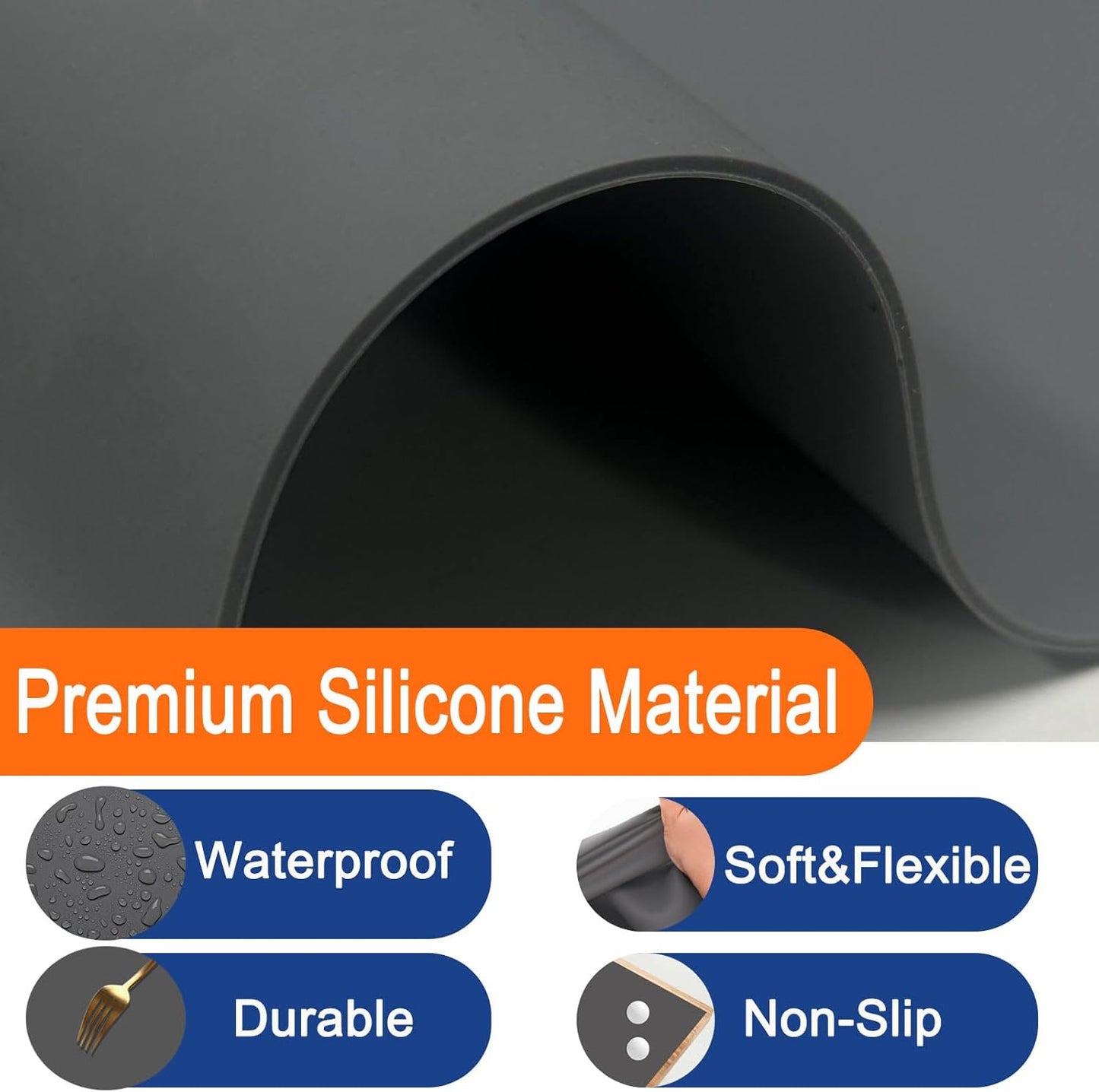 35.4''x23.6''(90cmx60cm) Extra Large Silicone Mat for Kitchen Counter, Heat Resistant Countertop Protector, Non-Slip Waterproof Kitchen Island Mat, Easy to Clean, Semitransparent