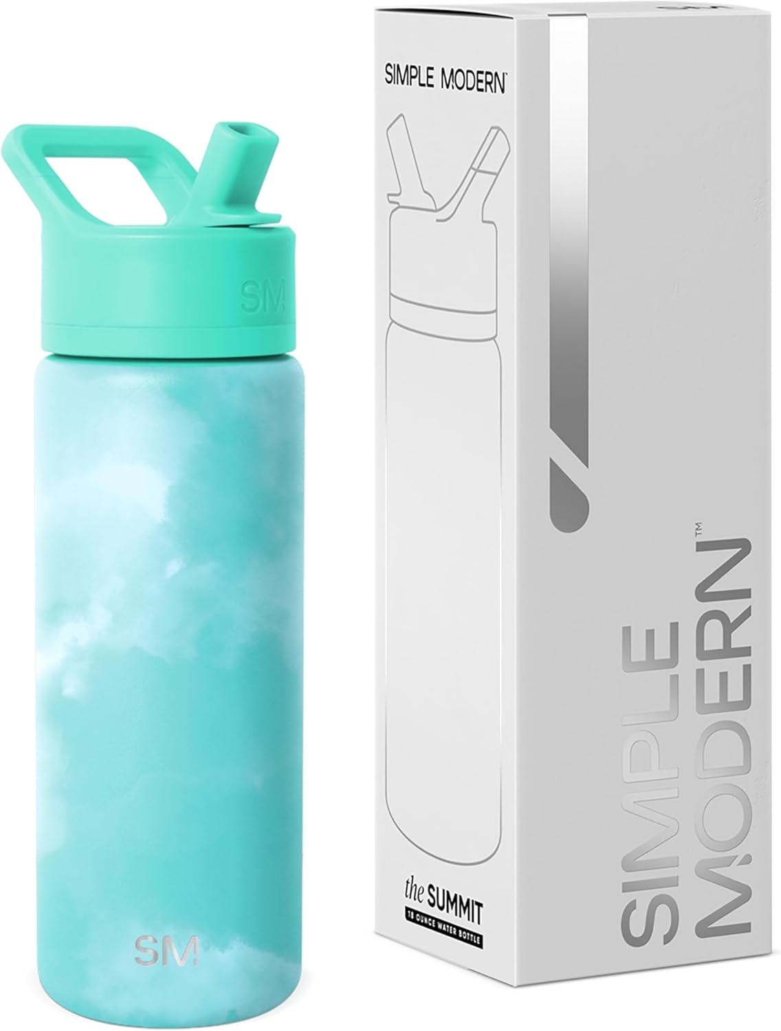 Simple Modern Kids Summit Water Bottle with Straw Lid | Vacuum Insulated Stainless Steel | Leak Proof BPA-Free Cup for School | 18oz, Ocean Tide