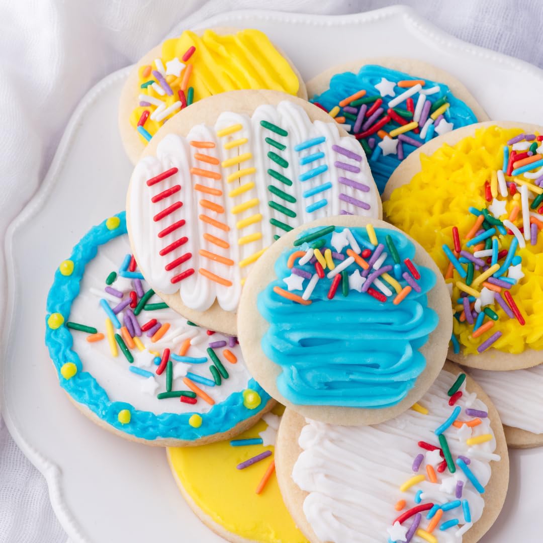 Sweets Indeed Frosting Kit plus Sprinkles Frosting Tubes nozzles 11.71 ounces Perfect for baking and cookie decoarting (Rainbow)