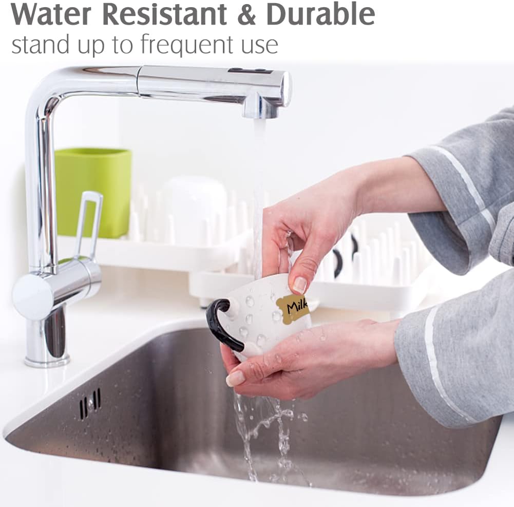 Nardo Visgo 108pcs Colored Labels for Food Containers with 2 Markers, Waterproof Removable Self-Adhesive Colorful Chalkboard Label Stickers for Kitchen Spice Jar Bottle Storage Bin Pantry Organizing