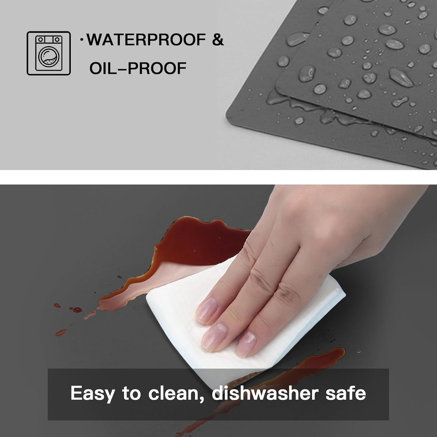 2MM Thick Silicone Countertop Mat, 23.6"x 23.6" Silicone Mats for Kitchen Counter, Nonslip Heat Resistant Mat, Large Kitchen Counter Mats, Waterproof Countertop Protector, Semitransparent