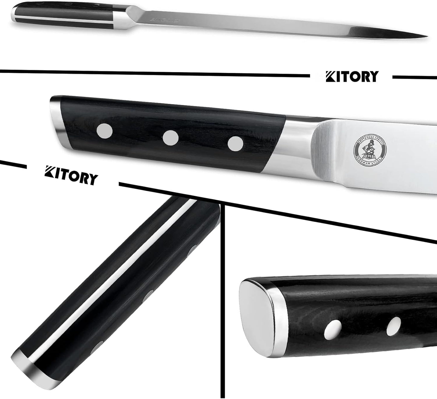 Kitory Slicing Carving Knife -Meat Cutting and BBQ Knife - 12" Brisket Knife for Turkey -Forged German High Carbon Steel- Ergonomic PakkaWood Mirror Finish Handle Design, 2025 Grilling Gifts for Men