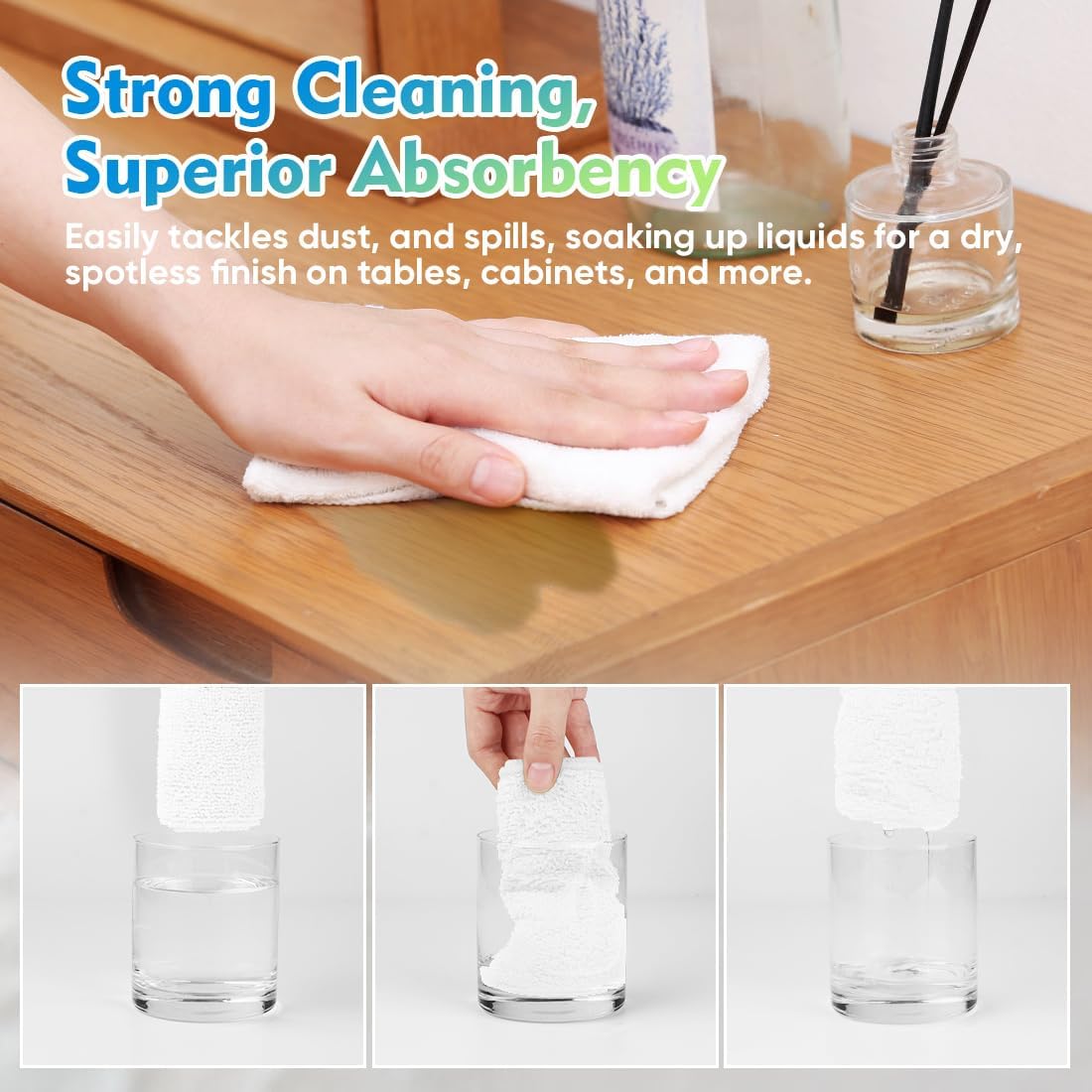 HOMEXCEL White Microfiber Cleaning Cloth 12 Pack, 12.5 x 12.5 inch Microfiber Towels for Cars, Ultra Absorbent Car Washing Cloth, Lint Free Streak Free Cleaning Rags for Car, Kitchen, and Window