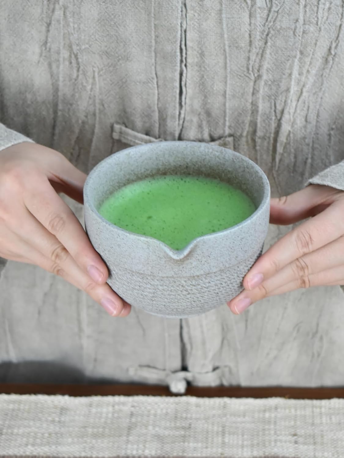 Matcha Tea Set – 4 Piece Traditional Japanese Matcha Kit with Pouring Spout Bowl, Whisk, Holder, Scoop & Guide – Ceramic Matcha Bowl for Authentic Tea Ceremony & Daily Ritual