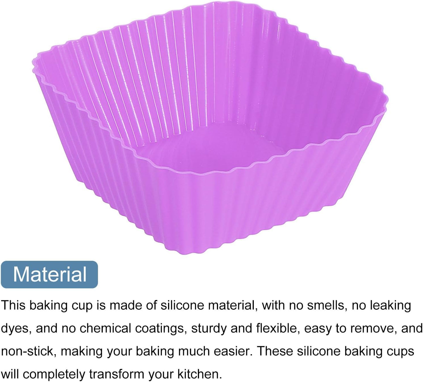 uxcell 36Pcs Silicone Cupcake Baking Cups, Silicone Muffins Liners Non-Stick Square Baking Cups, for Cooking Eggs Baking Muffins and Make a Cake(Purple)