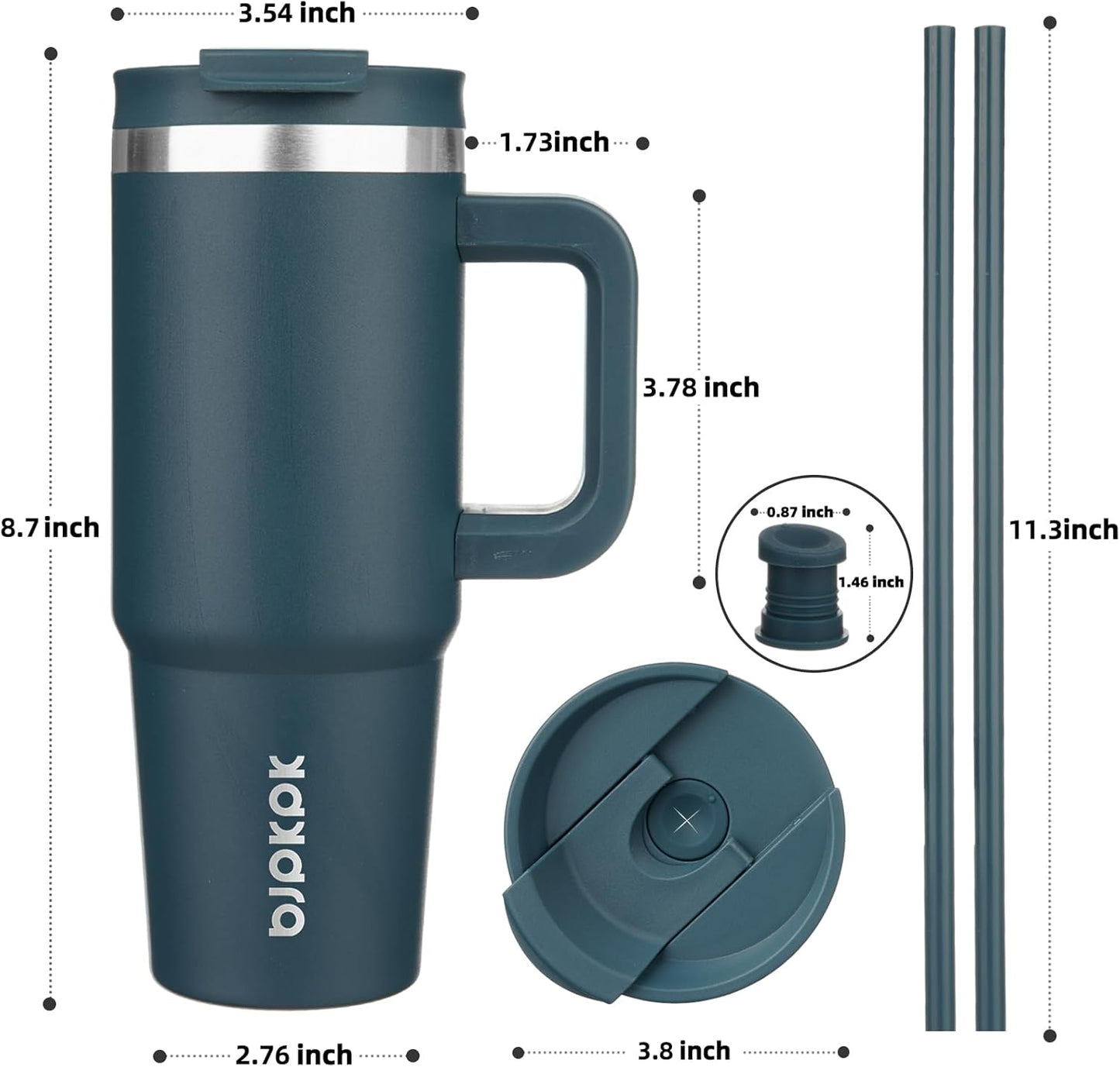 BJPKPK 30 oz Tumbler With Handle Insulated Tumblers With Lid And Straw Stainless Steel Thermal Cup,Navy Blue