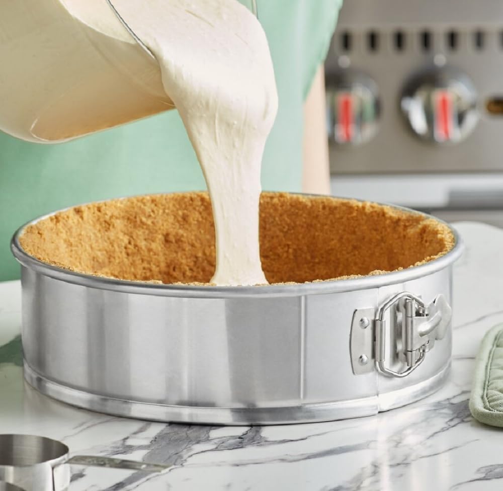 Soro Essentials- 10'' x 3'' Deep Aluminum Round Spring Form Pan- Leak Proof Cheesecake Pan Spring Form Pans with Removable Bottom and Quick Release Latch for Baking Cheesecake Cakes