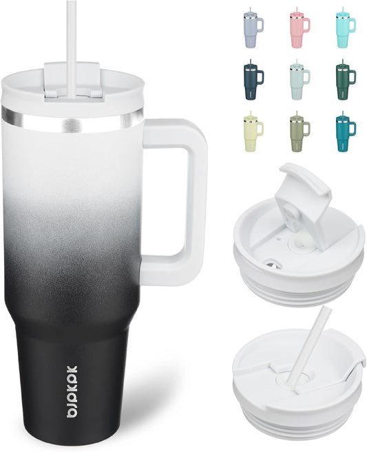 BJPKPK Insulated Tumblers With Handle And Straw 40 oz Stainless Steel Tumbler Cups With Lid,Day And Night