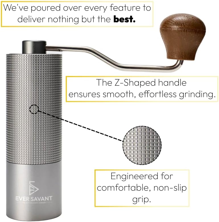 Manual Coffee Grinder - Conical Stainless Steel Burr - 25 Setting Adjustable Grind - Espresso, Drip, French Press-Home/Office/Travel Handheld Portable Coffee Bean Grinder - 25g Capacity