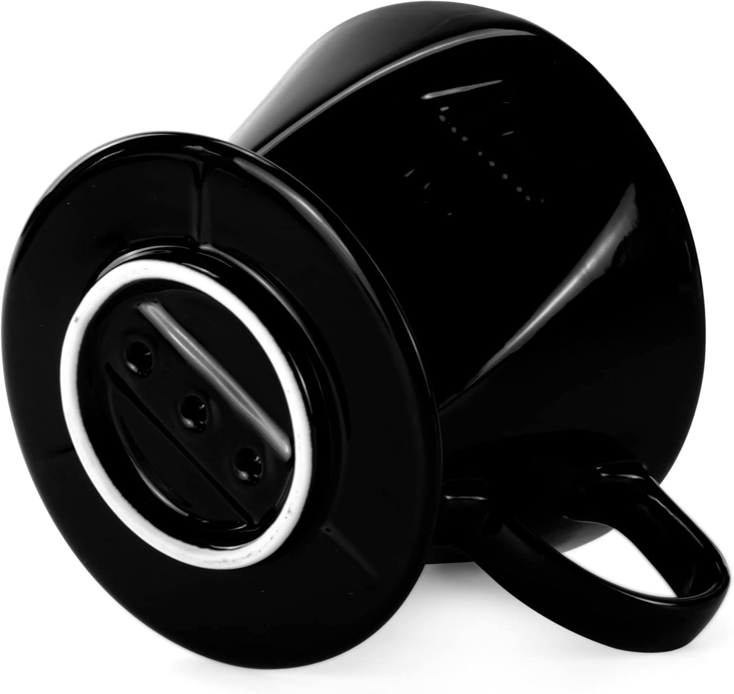 Pour Over Ceramic - Coffee Dripper Ceramic Coffee Maker with 3 Holes Flat Bottom, Porcelain Slow Filter Cone for Travel, Camping, Office, Home, Coffee Maker Brew