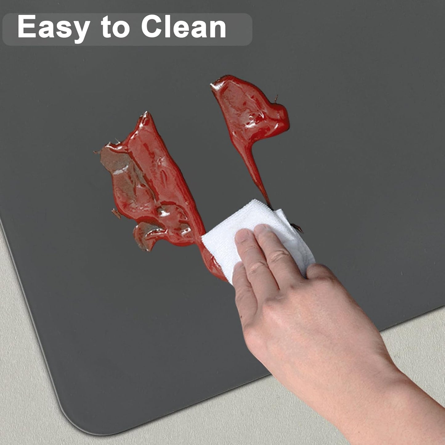 24"x24"(60cmx60cm) Silicone Mat for Kitchen Counter, Heat Resistant Non-Slip Countertop Protector, Waterproof Silicone Craft Mat for Kitchen Island, Black