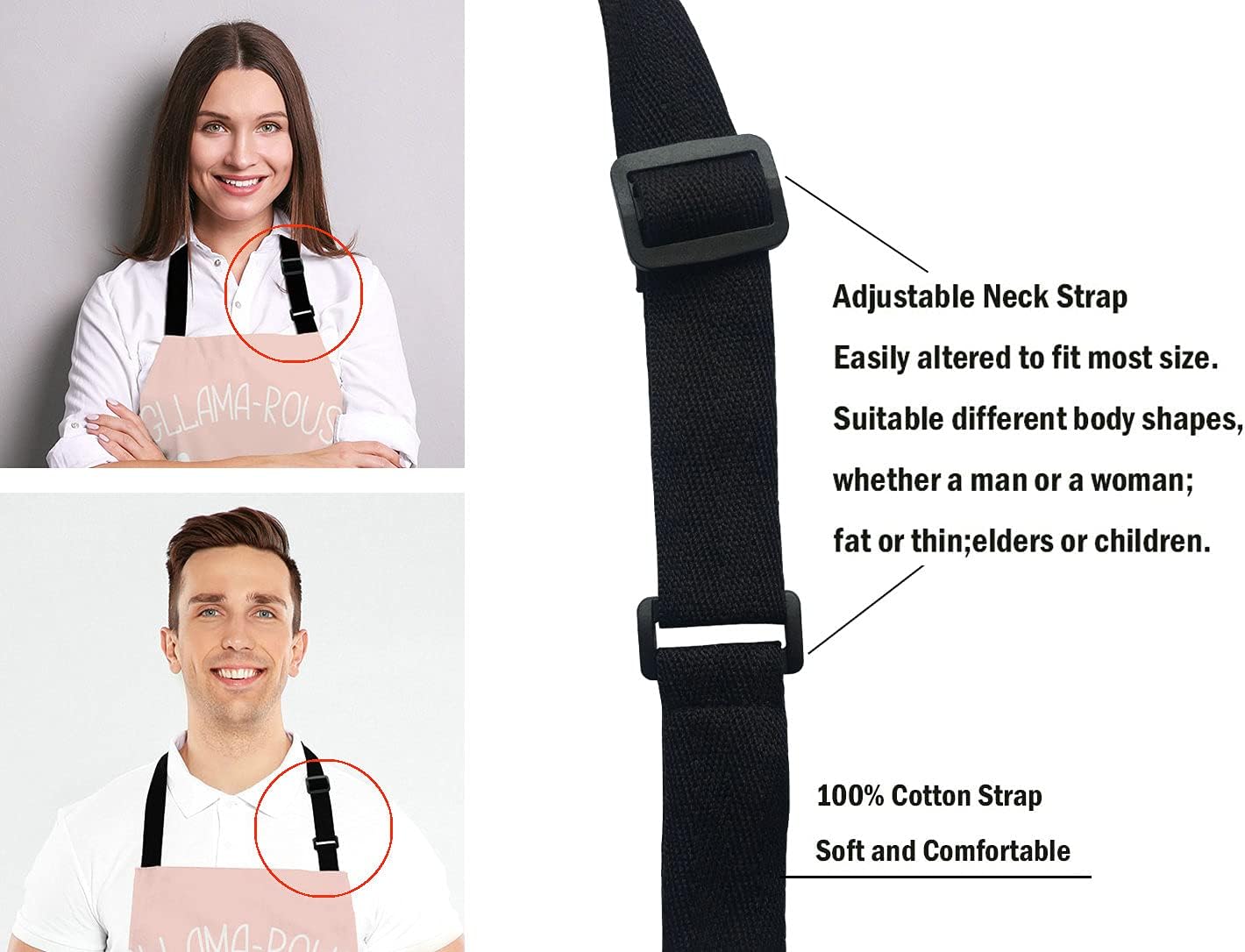 Inspirational and motivational Apron with Alpaca,Cute llama Gllama-rous Unisex Kitchen Bib with Adjustable Neck for Cooking Gardening,Adult Size