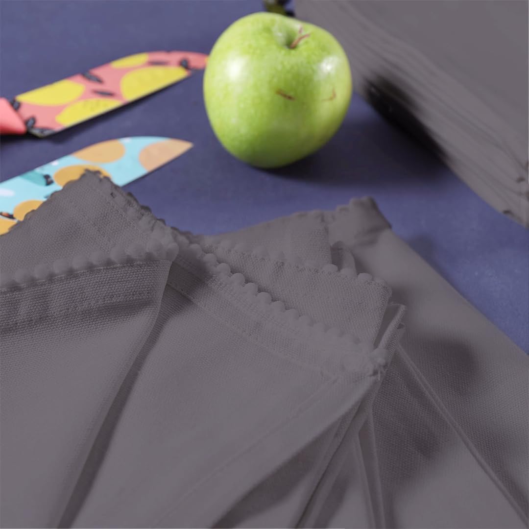 TARAN LIVING Hand Towels 100% Cotton Solid Kitchen Dish Cloths 18"x 28", Grey, Pack of 6 Decor Kitchen Hand Towel Reusuable Dish Towel for Cleaning & Drying Tea Towels Set with Hanging Loop