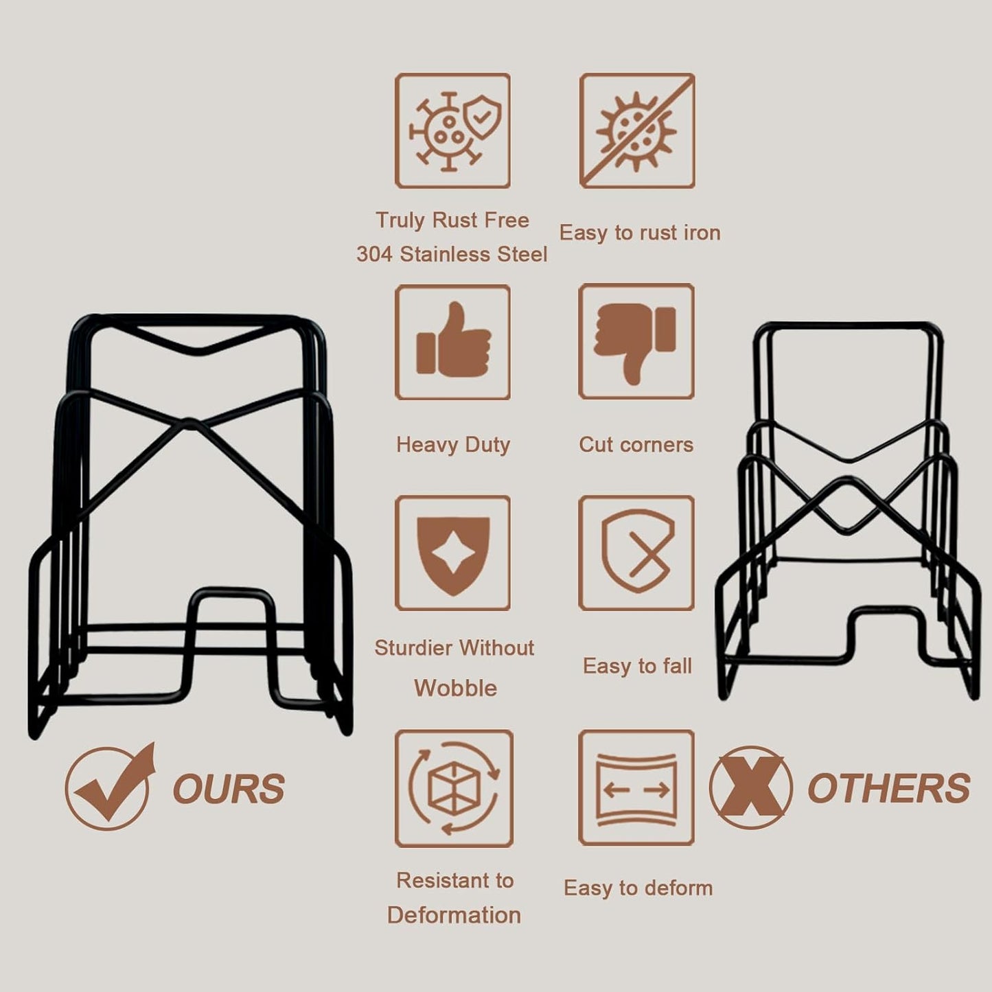 Pot Lid Organizer W 2 Chip Bag Clips Cutting Board Holder Inside Cabinet 304 Stainless Steel Pan Organizer Under Cabinet Pot Cover Cookie Sheet Bakeware Serving Tray Cooling Rack Stand Kitchen Black