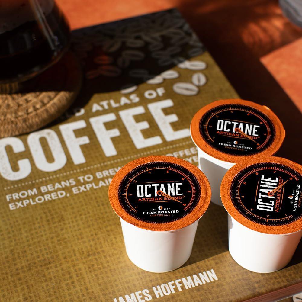 Fresh Roasted Coffee, Octane Italian Dark Roast, Artisan Blend, 24 Pods for K Cup Brewers