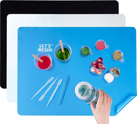 LET'S RESIN 3-in-1 Silicone Mat - 15.7" x 11.7" Nonstick & Nonslip Craft Mat, Heat-Resistant for Resin, Paint, Clay