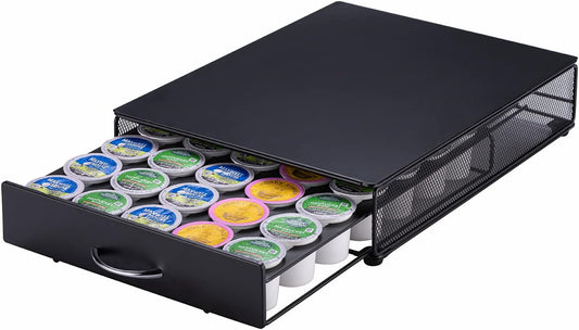 ZCDCP K Cup Holder Drawer, Coffee Pod Holder for K Cup Organizer, Keurig Coffee Pods Holder Capsule with 35 Pods, K Cup Coffee Holder Black