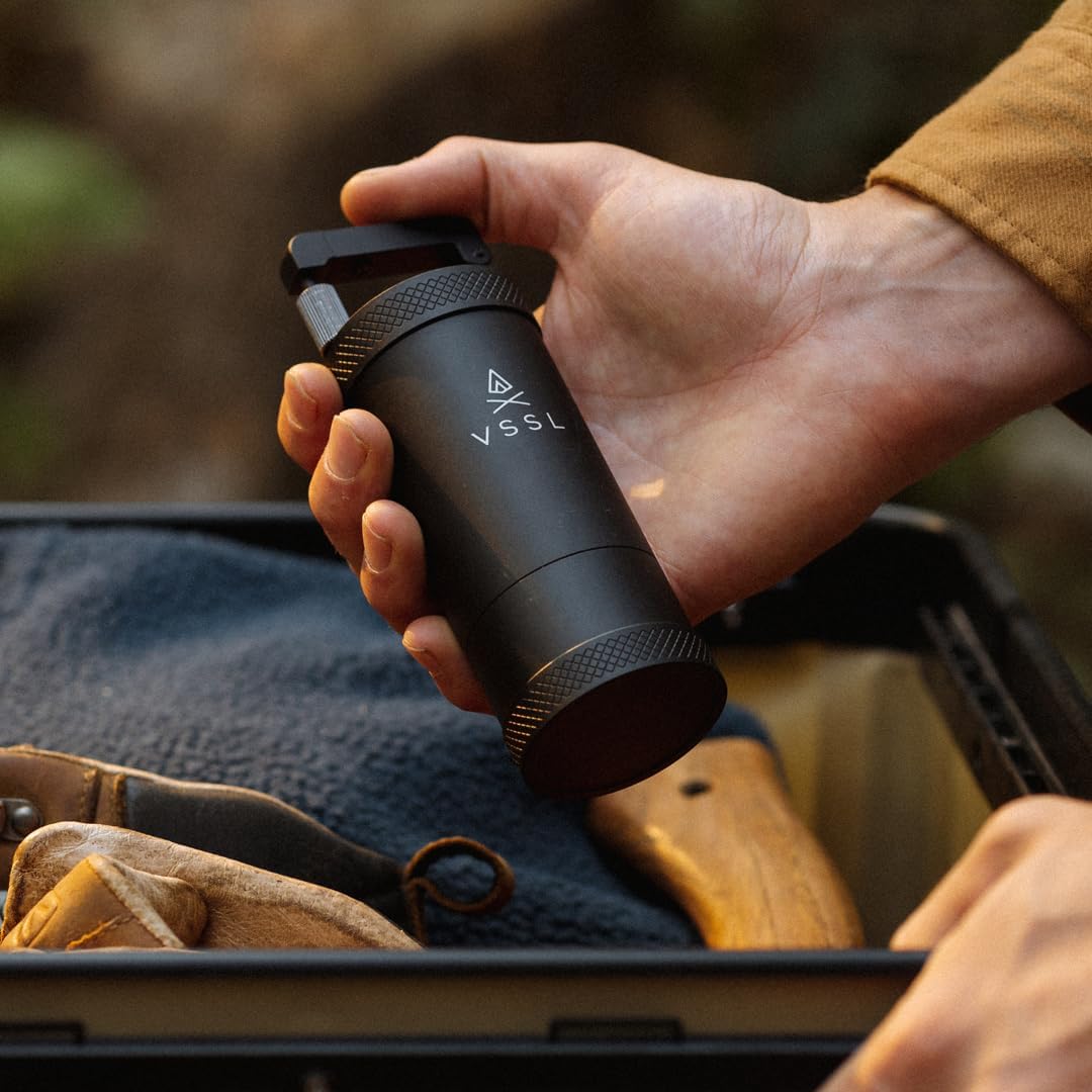 Java Manual Coffee Grinder, 20 Gram Capacity, Stainless Steel Burr, 50 Settings, Black