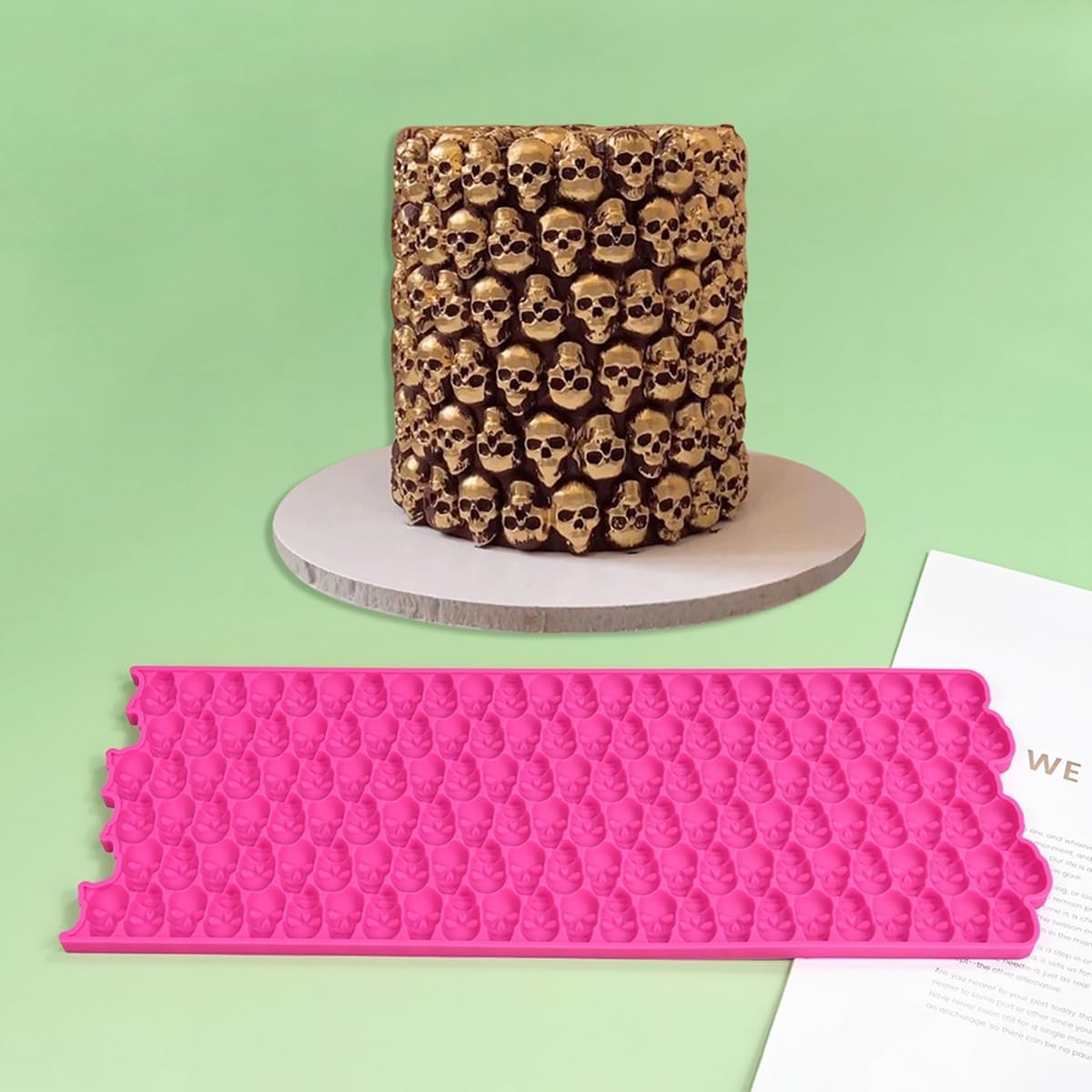 mostsom Silicone Mold 3D Hollow Out Lace Molds 3D Skull Cake Lace Mat Halloween Silicone Mould Fondant Mold Chocolate Stencil Cake Decorating Border Bakeware (K_ Skull Shape)