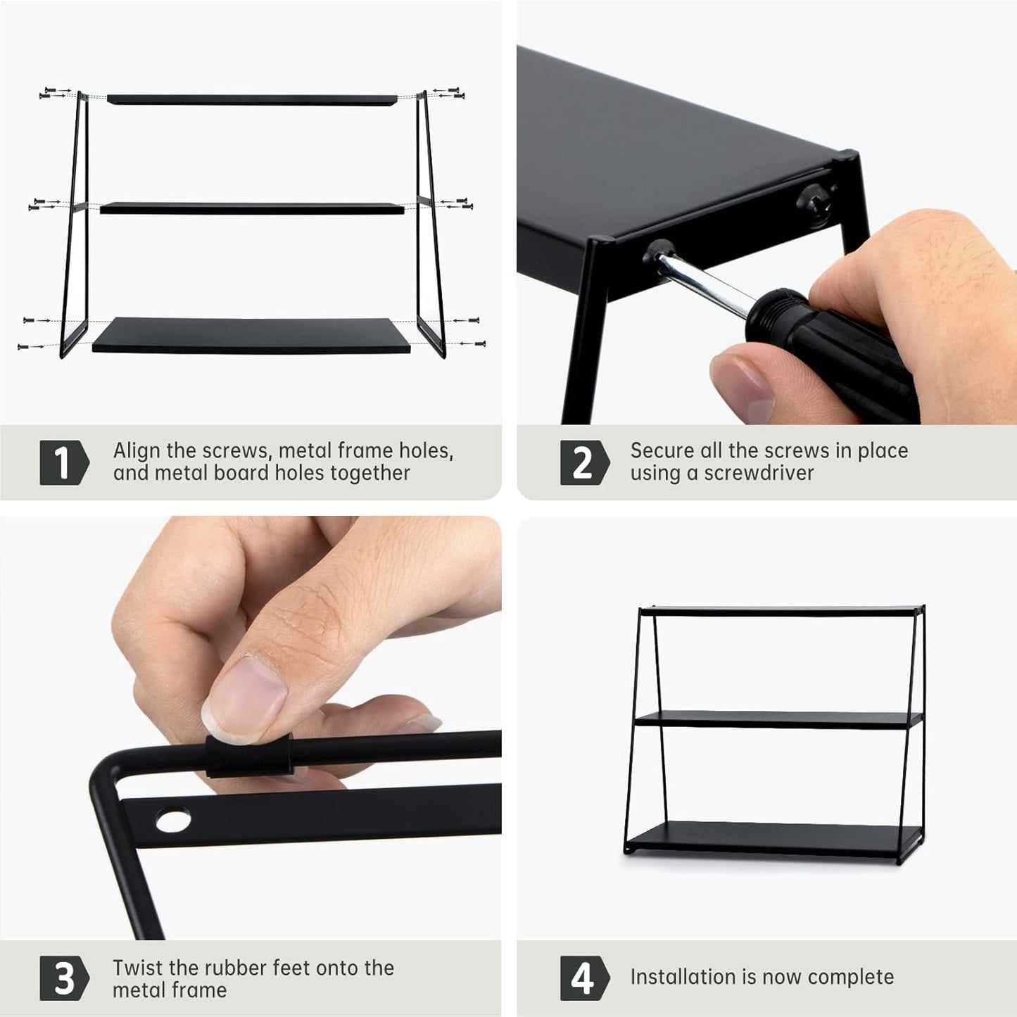 PUERSI Coffee Mug Holder, Metal Mug Display Rack for Countertop, 3 Tier Mug Shelf, Coffee Station Accessories Organizer for Kitchen, Office, Home - Black