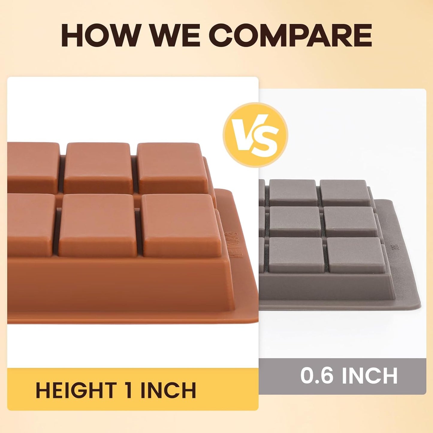 Dubai Chocolate Molds 1 Inch Deep, Silicone Chocolate Bar Mold – Non-Stick, Flexible, Large and Thick Homemade Chocolates, Candies, and Desserts - Set of 3