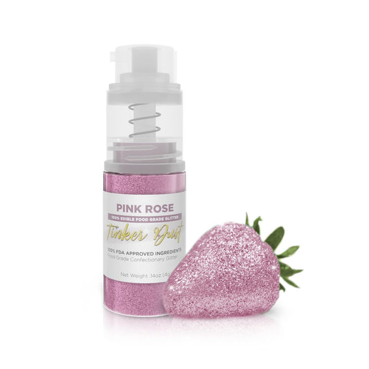 Bakell - Pink Rose Tinker Dust (4g, 1x Mini Spray Pump) Edible Glitter for Food, Desserts, and Beverages!