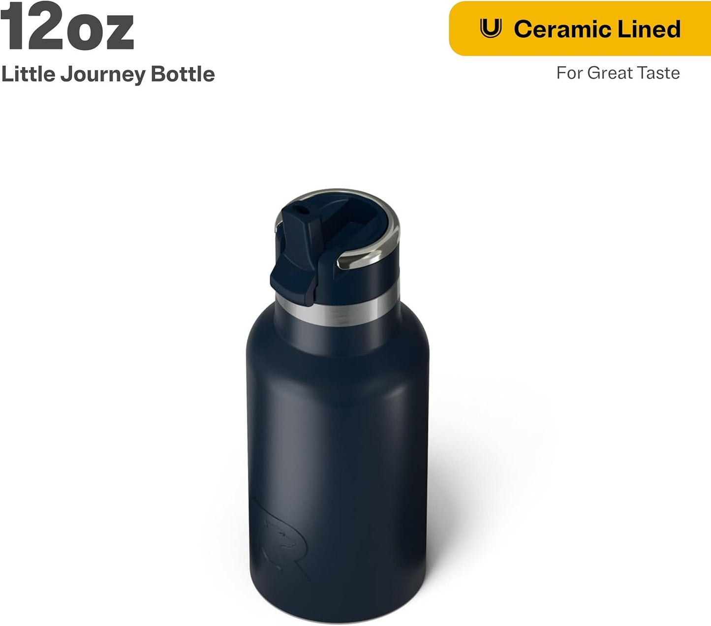 RTIC Little Journey Bottle with Straw, Insulated, Stainless Steel, Metal, Double Wall Vacuum-Insulation, Ceramic-Lined, Leak-Proof Lid, BPA-Free Water Flask for Sports, Travel, Navy