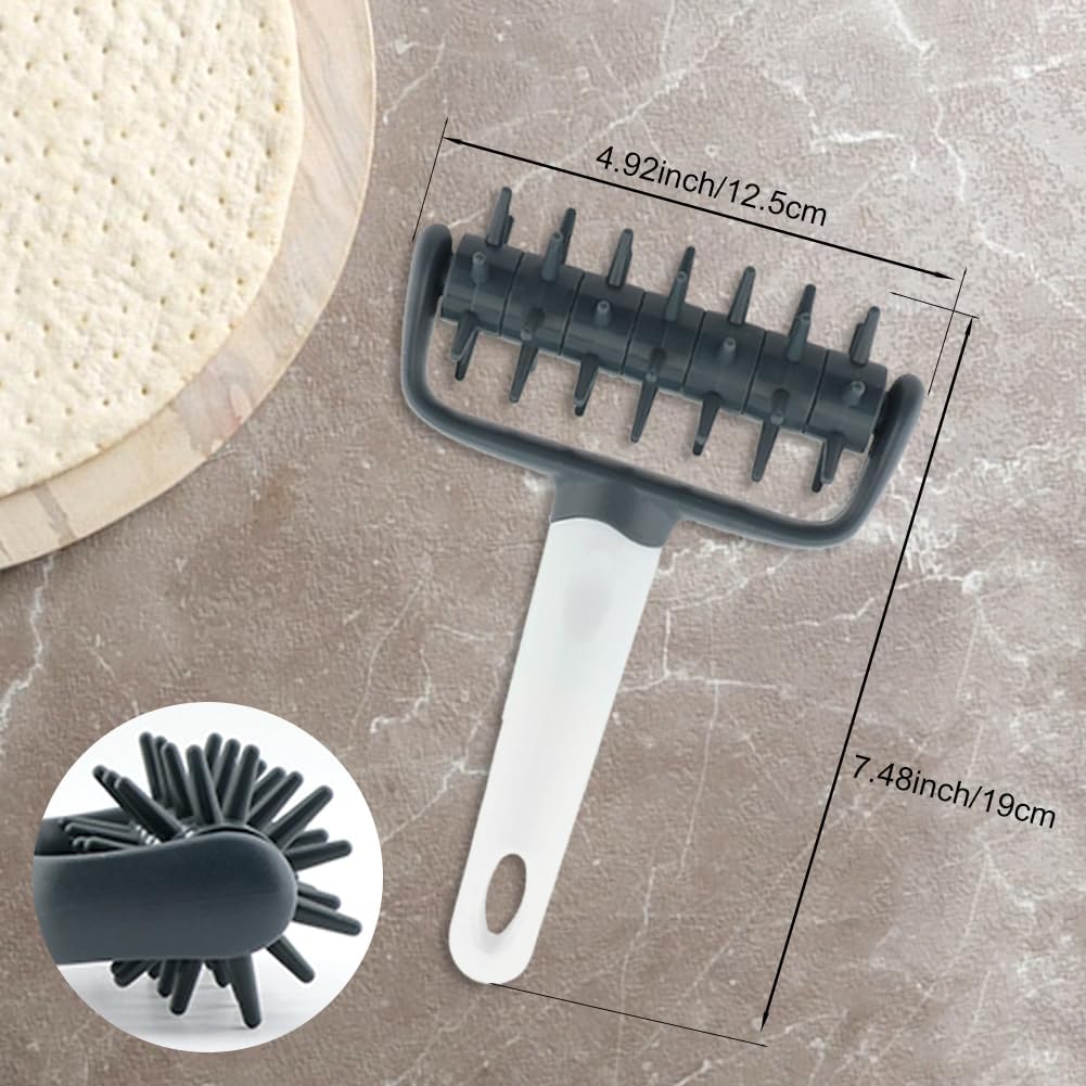Pizza Dough Docker,Pastry Roller with Spikes Docker Dough Bubble killer Pie Docker Roller for Home Kitchen Pizza Making Accessories(COLOR:Dark grey)
