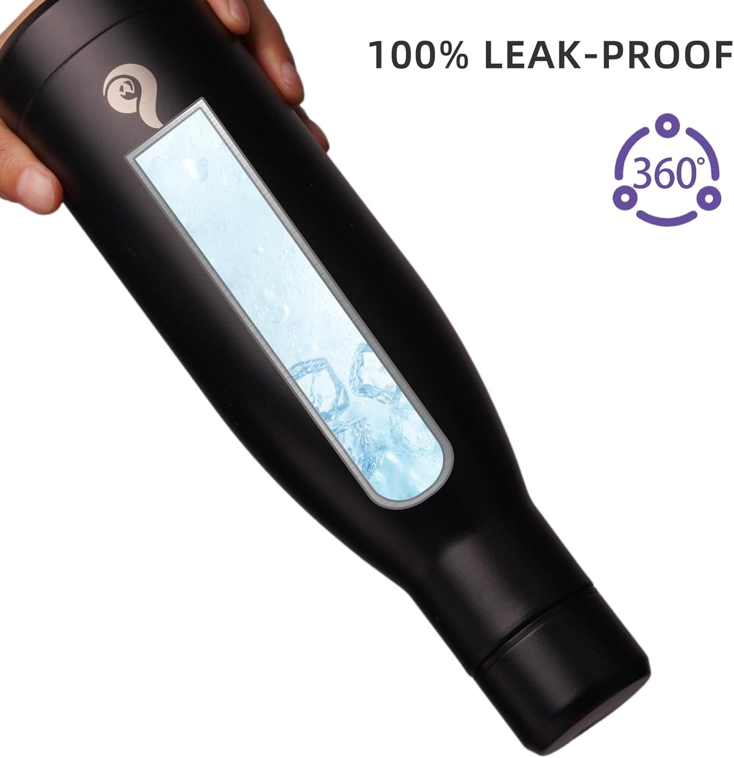 BJPKPK Insulated Water Bottle 17oz Stainless Steel Water Bottles Dishwasher Safe Metal Thermos Keep Cold and Hot,Midnight Black