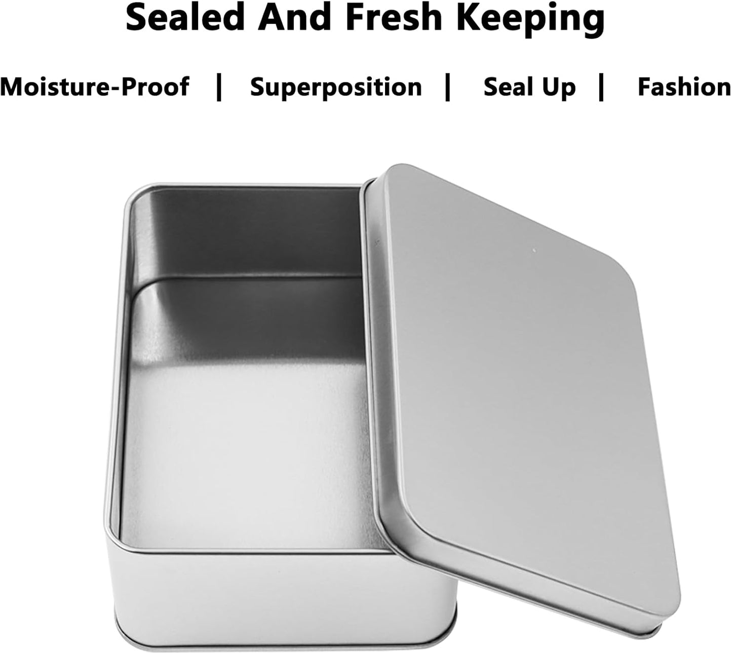 Metal Empty Boxes, Tin Boxes with Lid,Small Silver Tin Boxes,Stackable Organizer Containers,8PCS Storage Tin for Home Outdoor Active Storage Containers