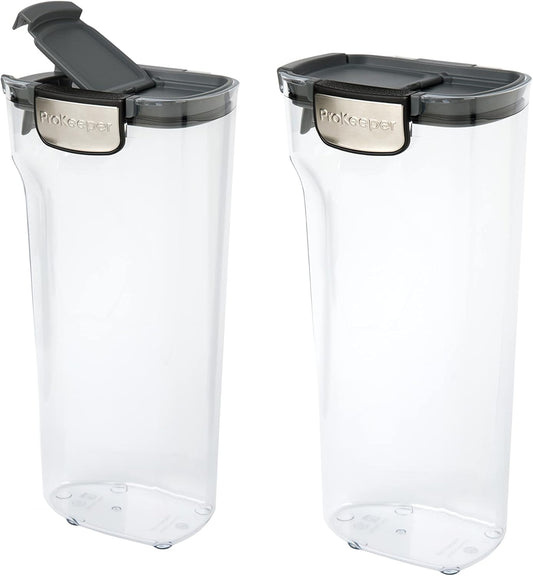 Progressive International ProKeeper+ Clear Plastic Airtight Food Baker's Kitchen Storage Organization Container Canister Set with Magnetic Accessories, 2- Piece Set (Pasta 2.4-Quart)