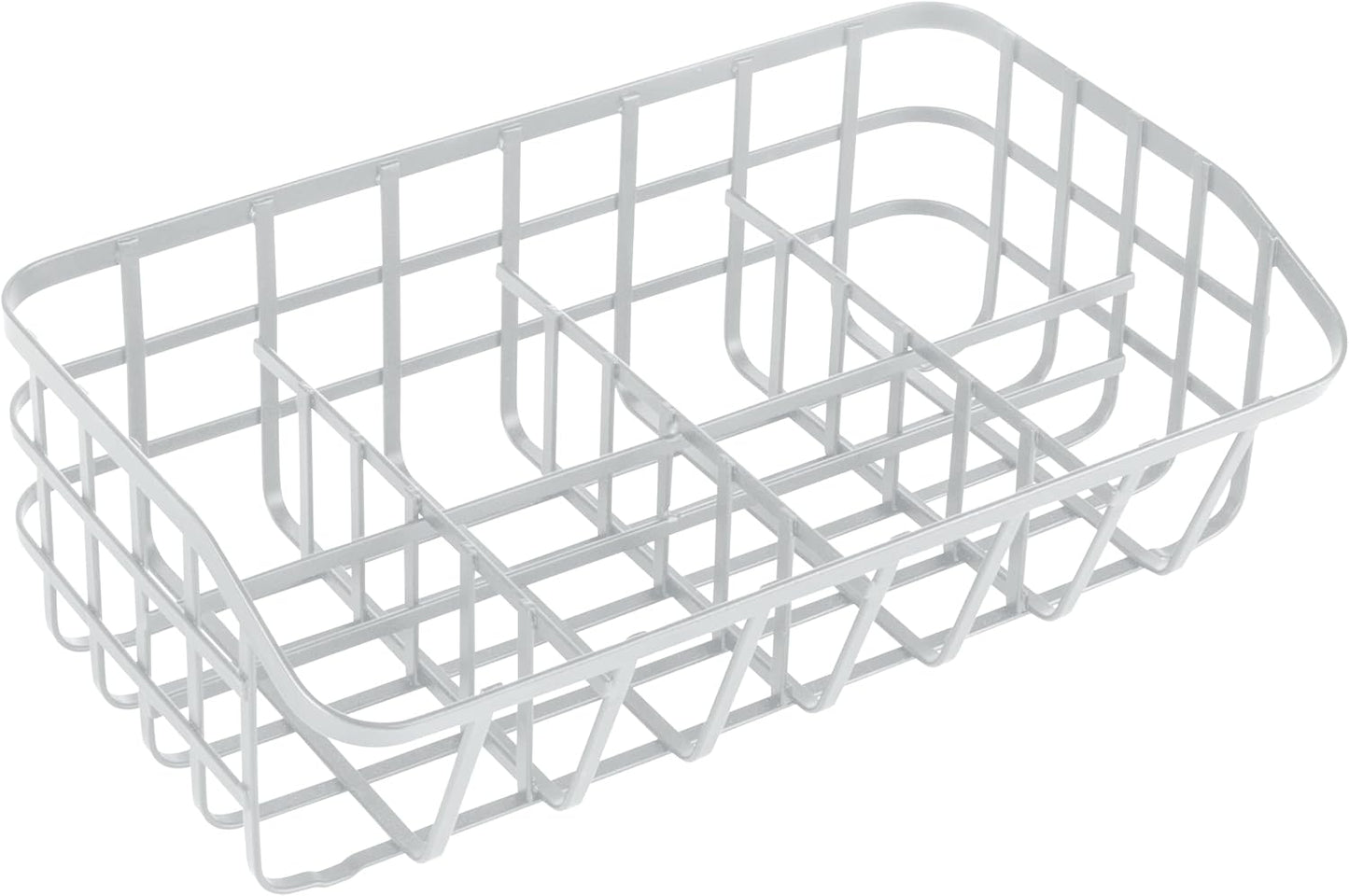 Tea Bag Organizer Caddy - Metal Tea Box Storage Holder for Cups, Pods, Packets, Condiment Accessories - White