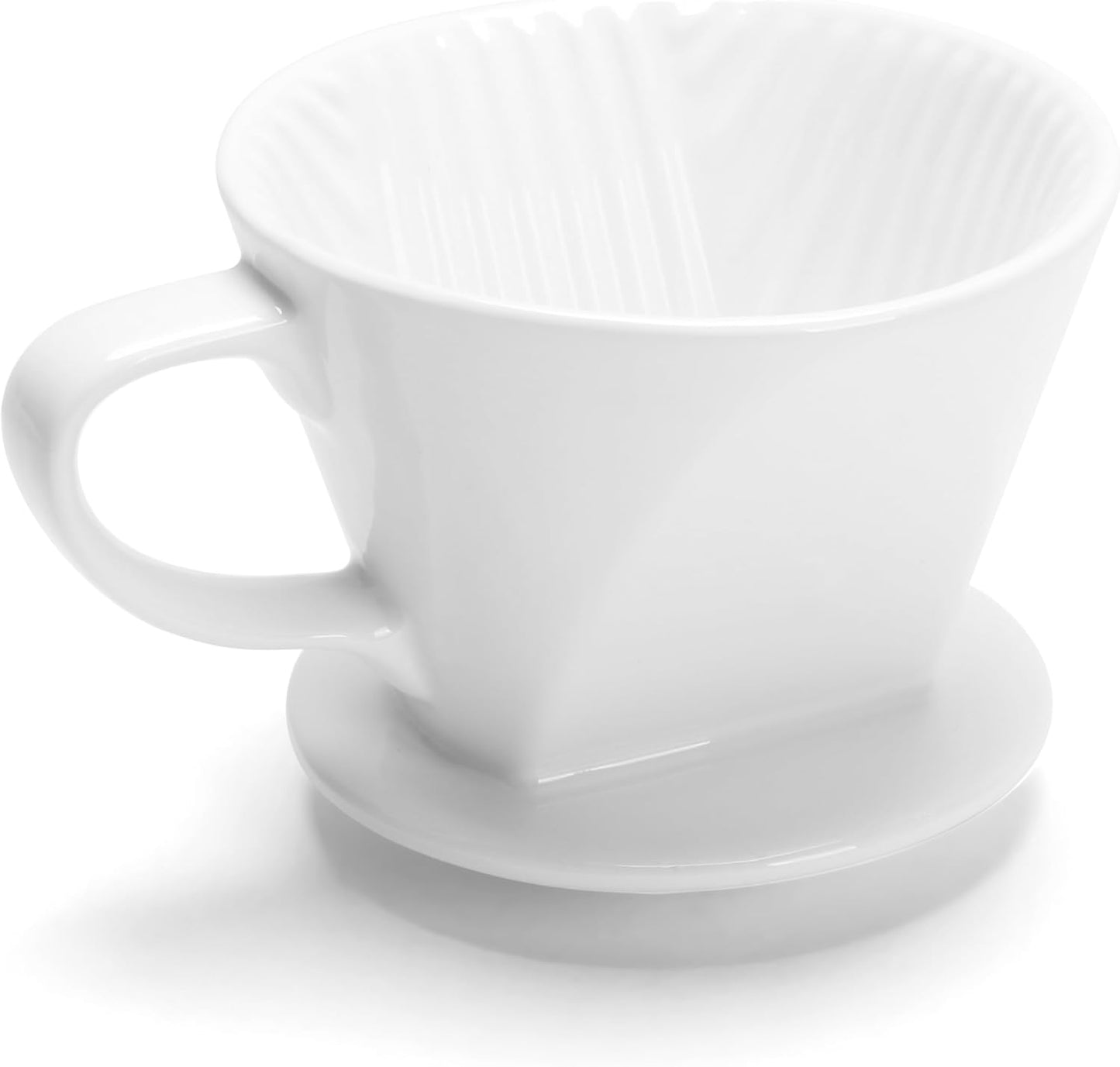 Pour Over Coffee Maker, Single White Ceramic Pour Over with 3 Holes, Medium Coffee Dripper for Shop, Home, Office and Bar