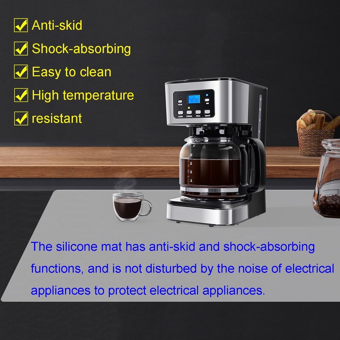 Silicone Mat - Non-Stick, Reusable & Heat Resistant Up to 500°F, Fits Resin Crafts, Dishwasher Safe for Baking, Cookies, Pastry (48” x 24”)