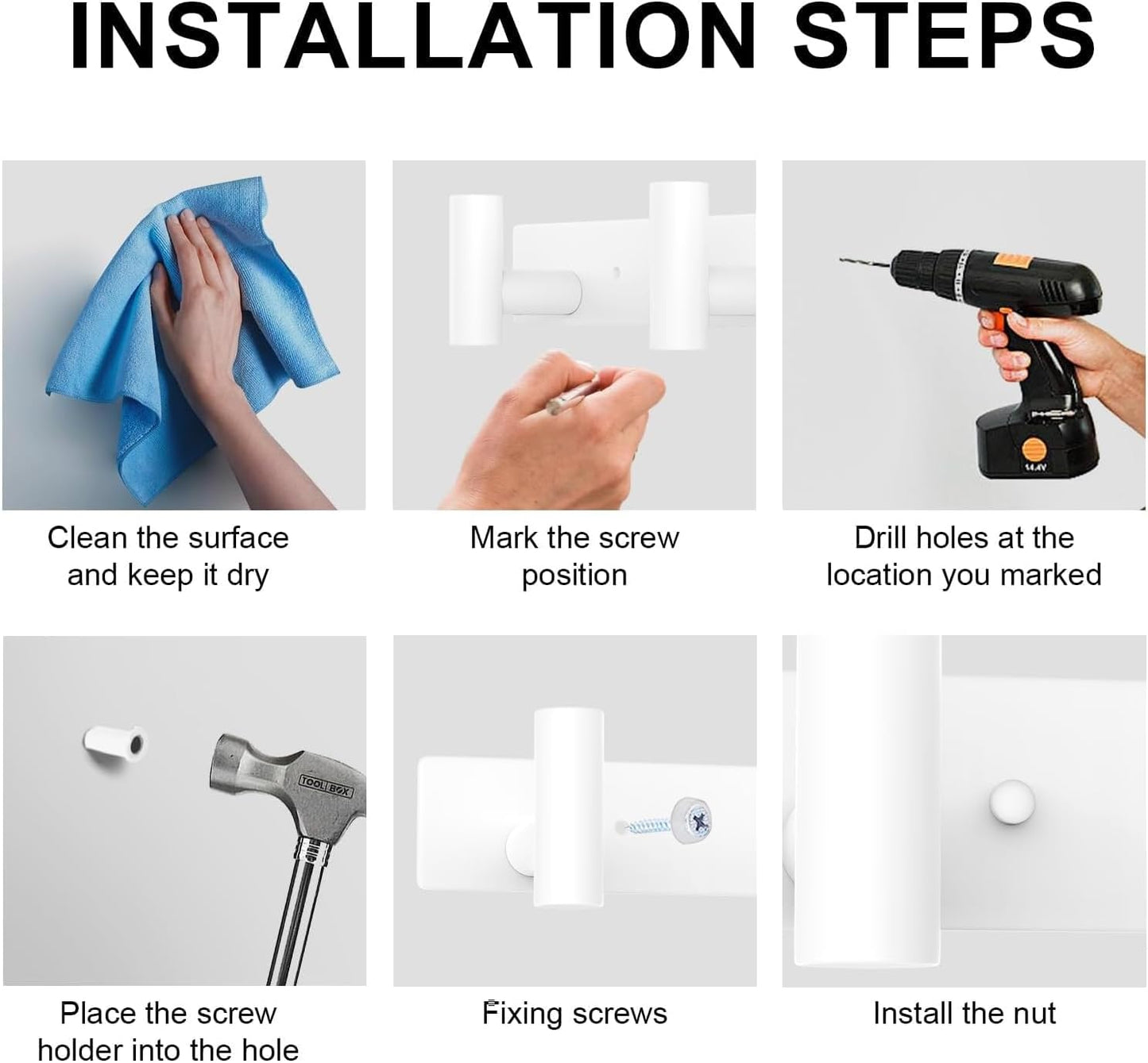 VAEHOLD Hat and Coat Wall Mount Rack - Hooks for Robes, Bags, Keys, and Towels - Bathroom Towel Hanger Organizer (White, “T“ Shape 3 Hooks 1 Pack)