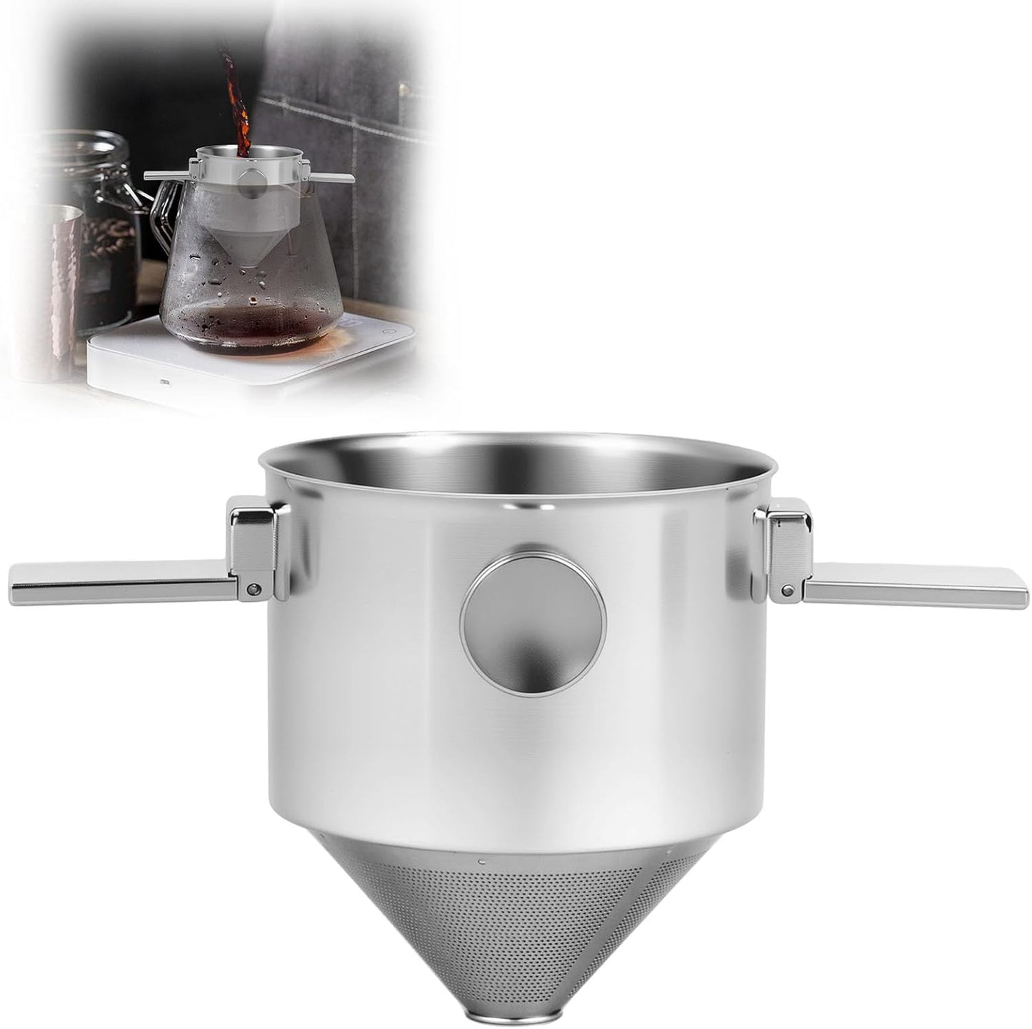 Pour Over Coffee Dripper Stainless Steel Coffee Filter Pour Over Coffee Maker Collapsible Coffee Dripper Cup Cone Filter for Travel Camping (Stainless Steel)