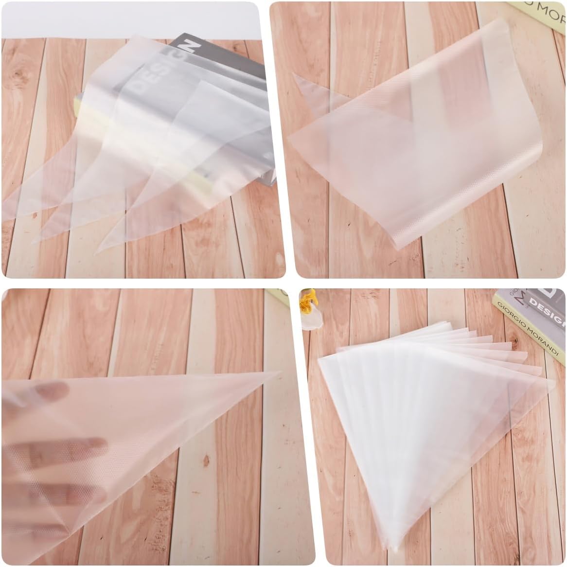 21 inch Large Piping Bags, AMBESTAR 100 Pcs Big Tipless Clear Plastic Disposable Pastry Bags for Frosting Decorating Cake Cupcake Cookie, Pro Long Thick Pastry Bag Essential Baking Tools