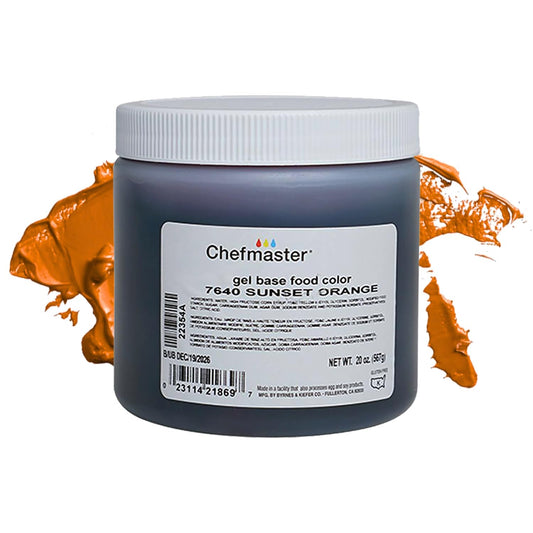 Chefmaster Sunset Orange Gel Food Coloring | Vibrant Color | Professional-Grade Dye for Icing, Frosting, Fondant | Baking & Decorating | Fade-Resistant | Easy-to-Use | Made in USA | 20 oz