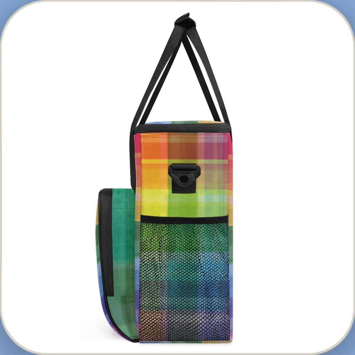 stripes colorful grid Coffee Maker Carring Bag Travel Carrying Storage Tote Bag Compatible with Keurig K-Mini or K-Mini Plus Portable Single Serve Coffee Brewer Case with Pockets for K-cup Pods