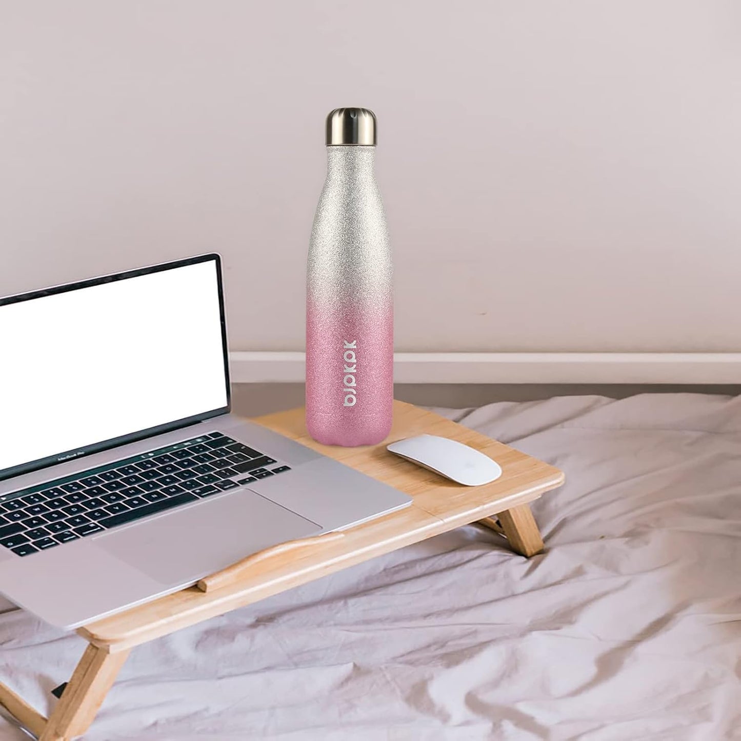 BJPKPK Insulated Water Bottles 17oz Stainless Steel Sports Water Bottles Keep Cold for 24 Hours and Hot for 12 Hours,BPA Free,Glitter Silver