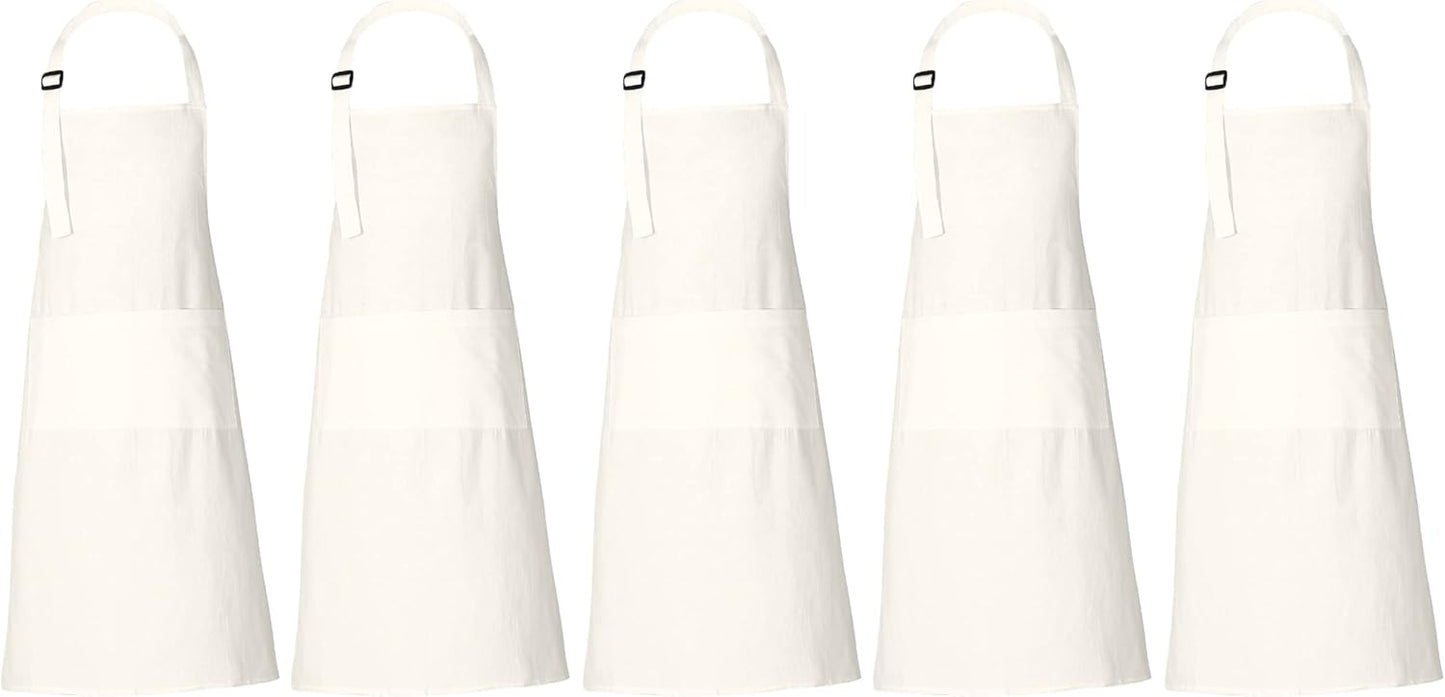 RAJRANG 100% Cotton Cooking Apron with 3 Pockets Kitchen Chef BBQ Adjustable Bib Aprons for Women Men