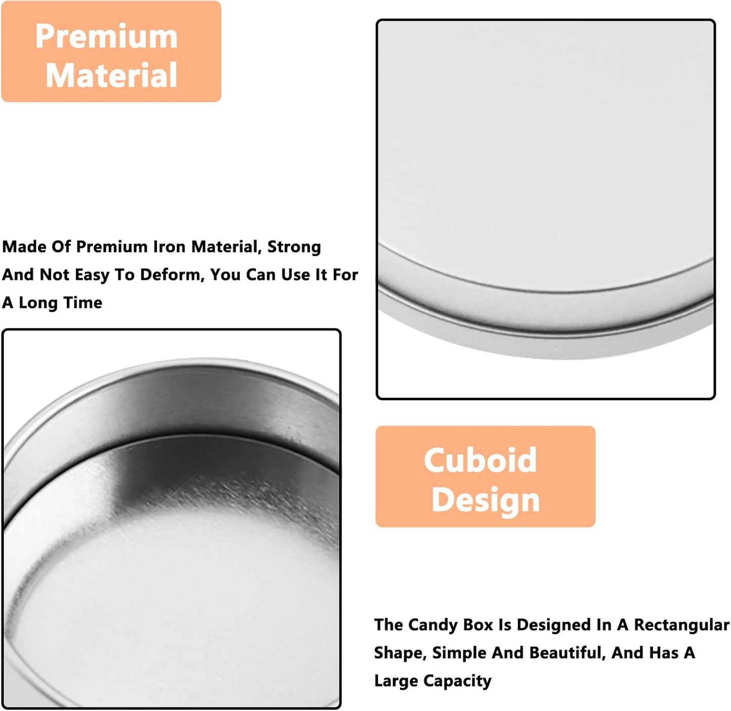 Metal Empty Boxes, Tin Boxes with Lid,Small Silver Tin Boxes,Stackable Organizer Containers,8PCS Storage Tin for Home Outdoor Active Storage Containers