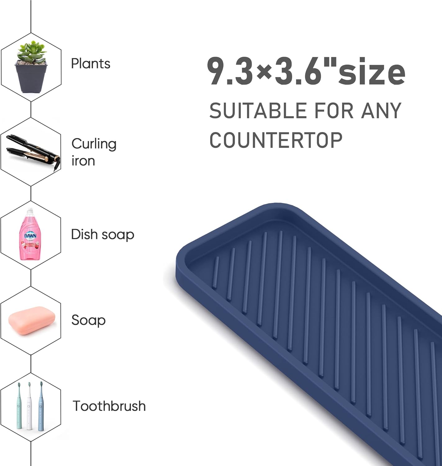 EG-SIPRO Silicone Sink Organizer Tray, 2-Pack, SASA Color, Unisex