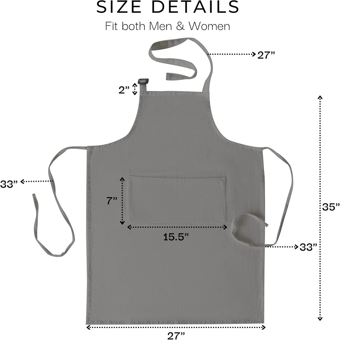 RAJRANG 100% Cotton Cooking Apron with 3 Pockets Kitchen Chef BBQ Adjustable Bib Aprons for Women Men