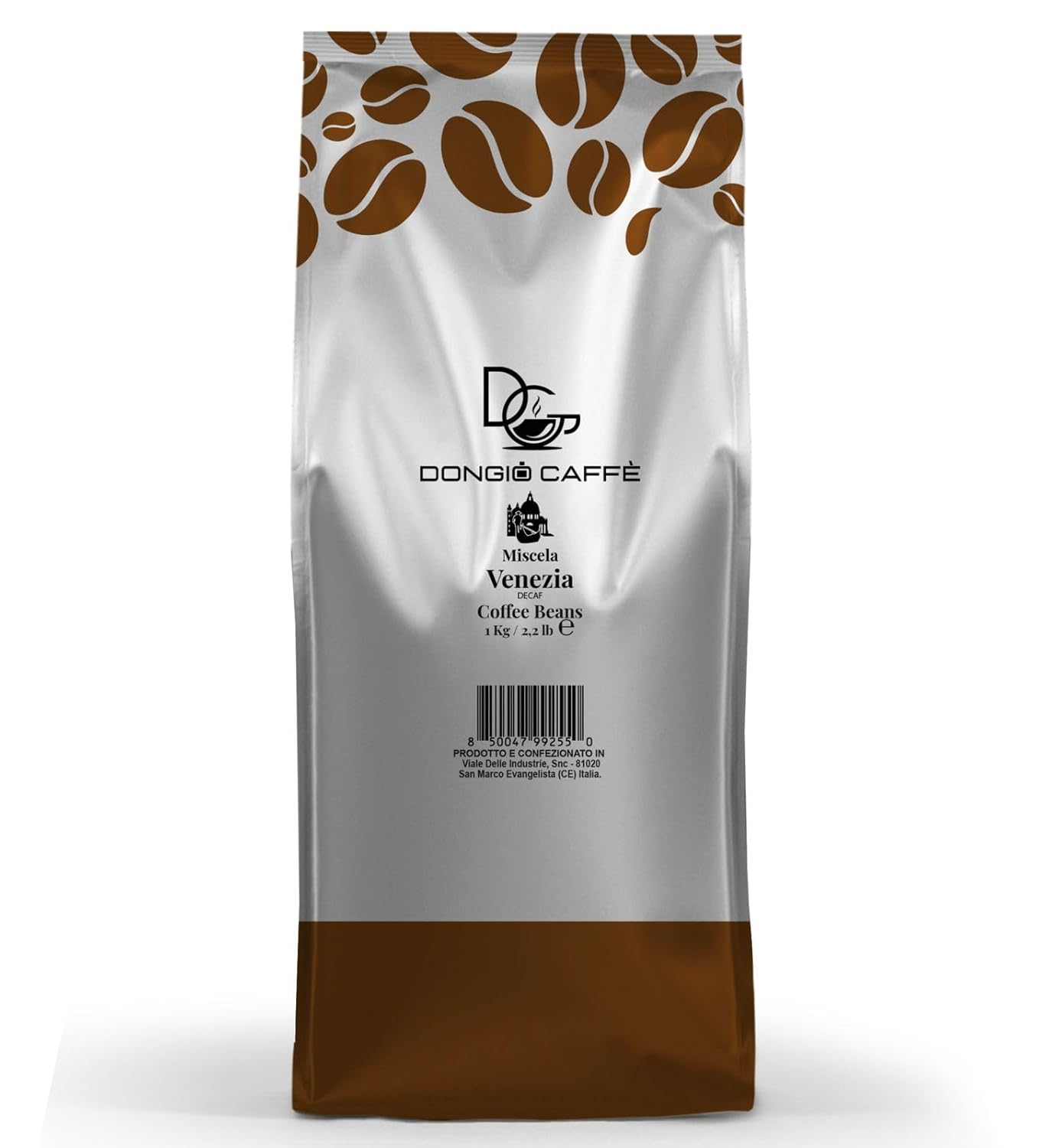 Dongiò Caffè Venezia Blend – Whole Bean Coffee 2.2 lbs (1kg) – Medium-Dark Roast – Rich & Balanced Italian Espresso with Notes of Cocoa & Spices – Artisan Quality