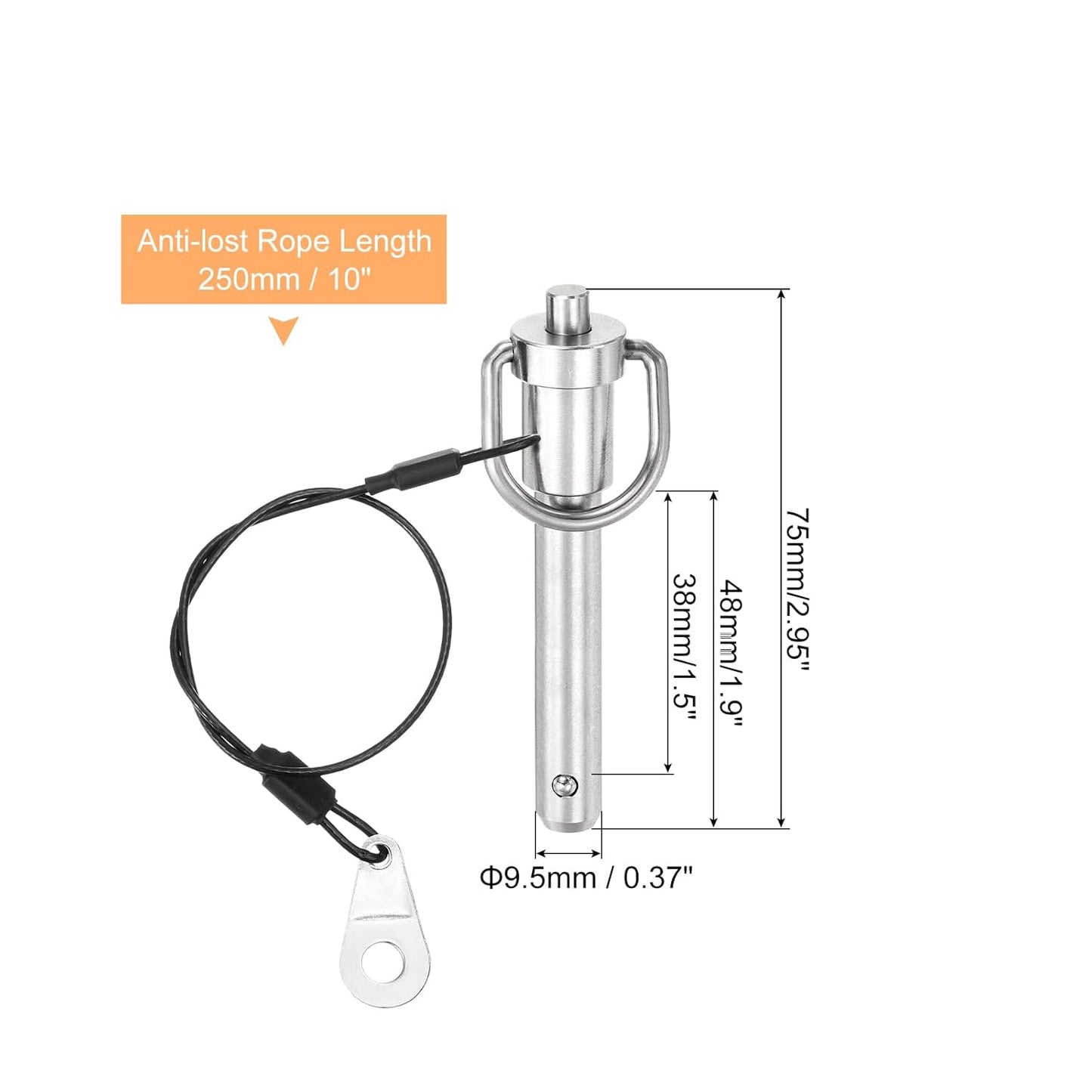 UXCELL 1 Pcs Quick Release Pin, 3/8" x 1.5" Stainless Steel, Silver